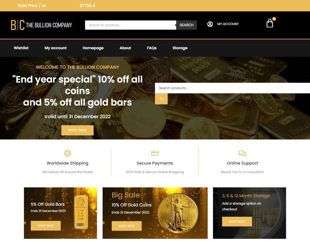 eCommerce Website Design for Bullion
