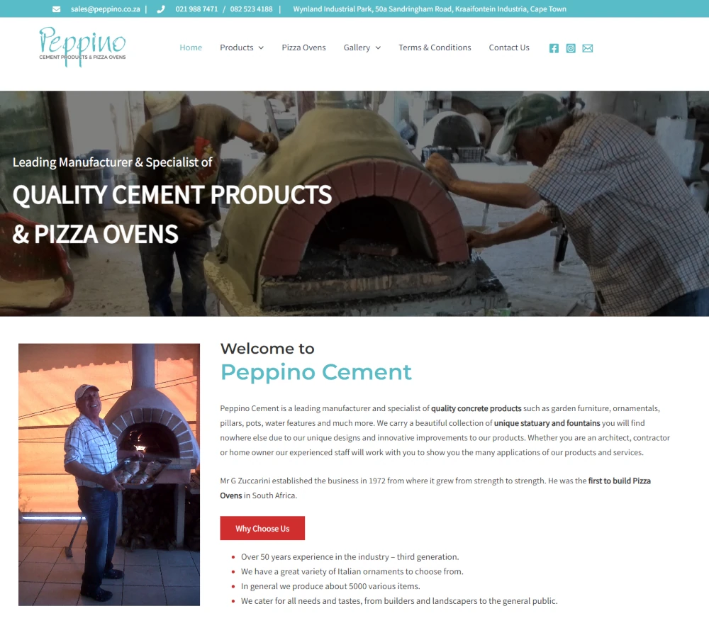 Web design for Peppino Cement